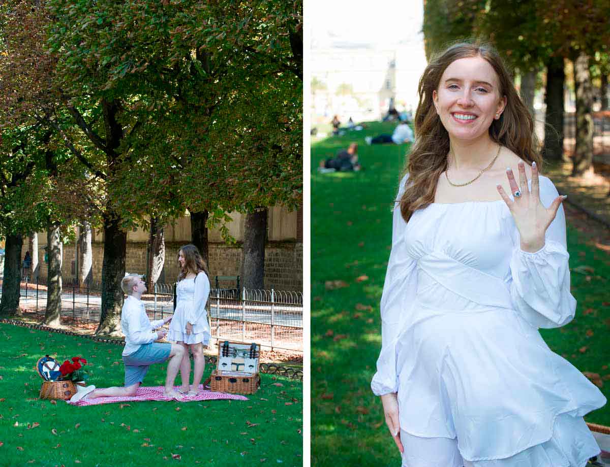 A classy proposal at the Luxembourg gardens